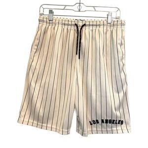 Triumph Tragedy Shorts Medium 32 Los Angeles Baseball Pinstripe Drawstring Cream